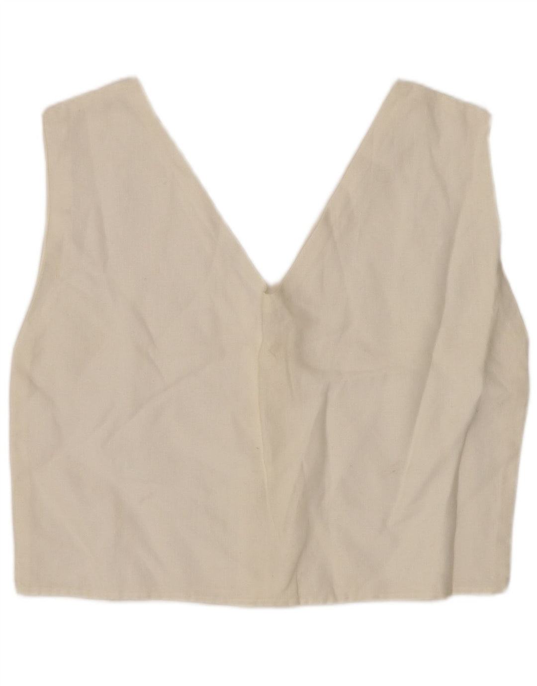 VINTAGE Womens Crop Sleeveless Shirt Blouse UK 12 Medium White