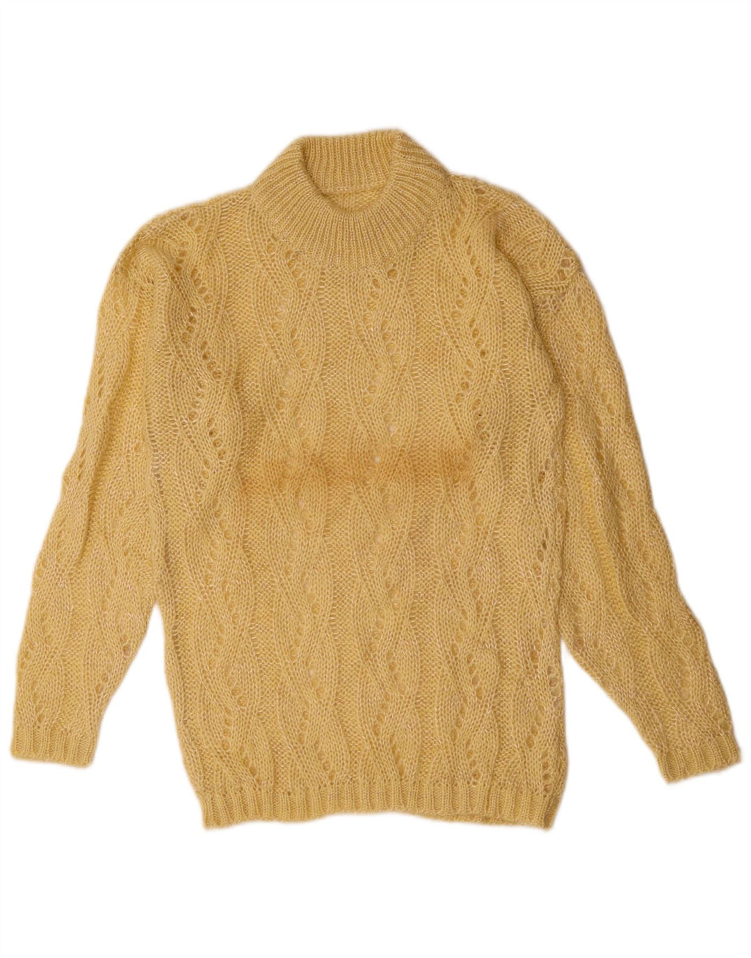 VINTAGE Womens Turtle Neck Jumper Sweater UK 10 Small Beige
