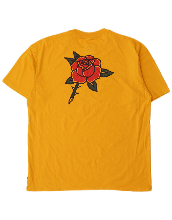 Nike Mens Loose Fit Graphic T-Shirt Top Medium Yellow Floral Cotton