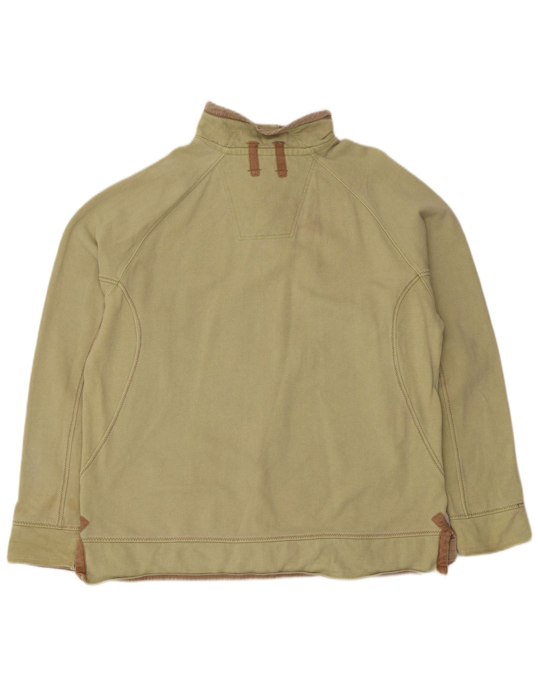 Fat Face Mens Button Neck Sweatshirt Jumper Large Green Cotton