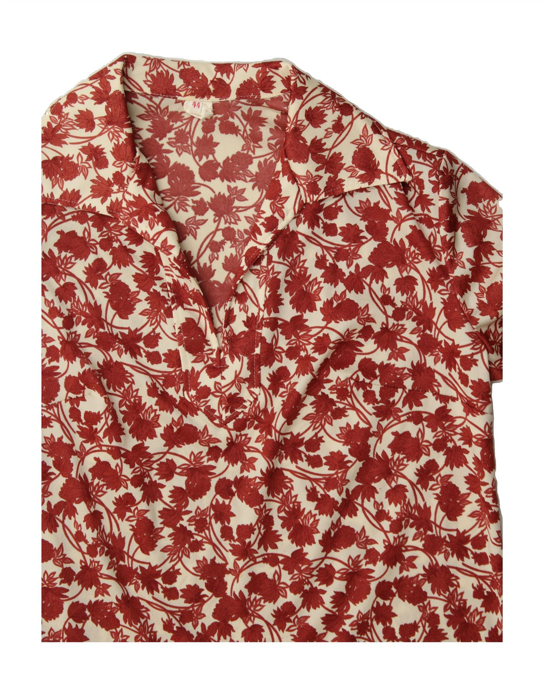 VINTAGE Womens Pullover Shirt IT 44 Medium Red Floral Polyester Vintage Vintage and Second-Hand Vintage from Messina Hembry 