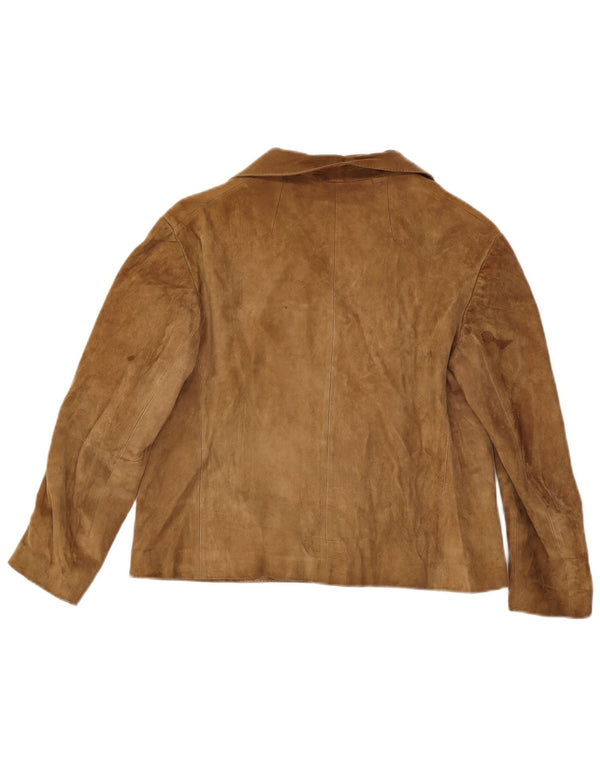 Vintage Womens 3 Button Suede Blazer Jacket UK 14 Medium Brown