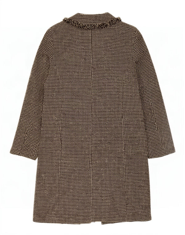 Quin And Donnelly Womens Overcoat UK 18 XL Brown Houndstooth Acrylic