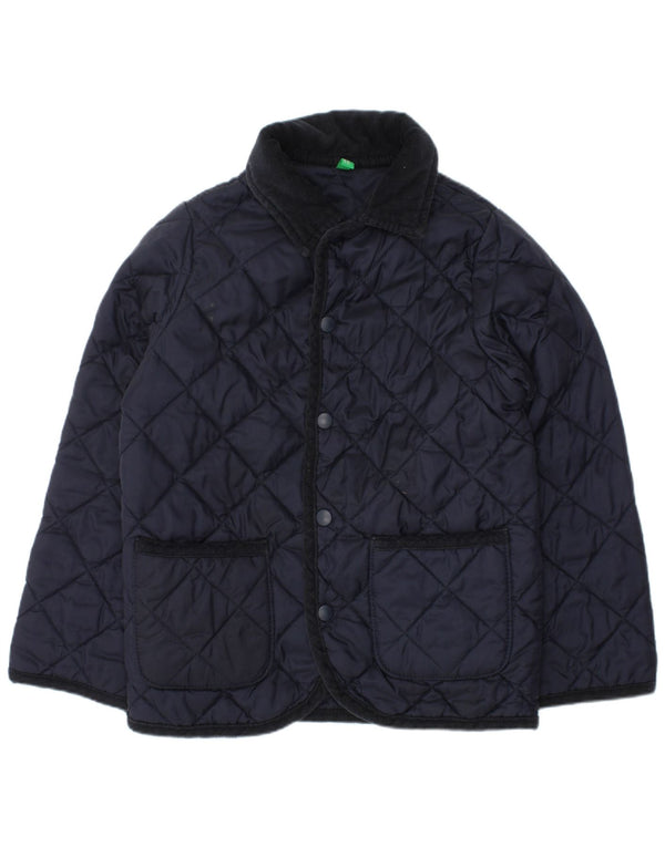 BENETTON Boys Quilted Jacket 4-5 Years XS  Navy Blue Polyamide
