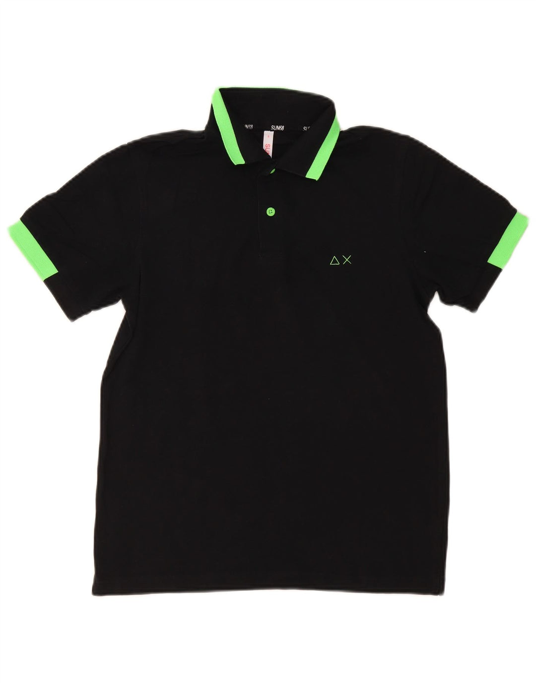 SUN68 Mens Polo Shirt Small Black Colourblock Cotton