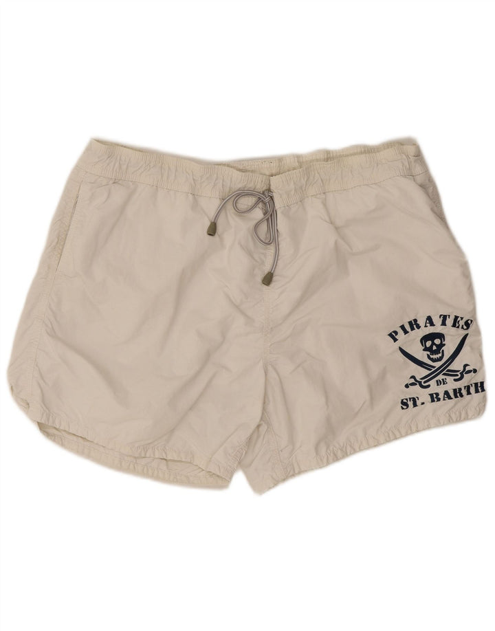 Saint Barth Mens Graphic Swimming Shorts 2XL  White Polyamide