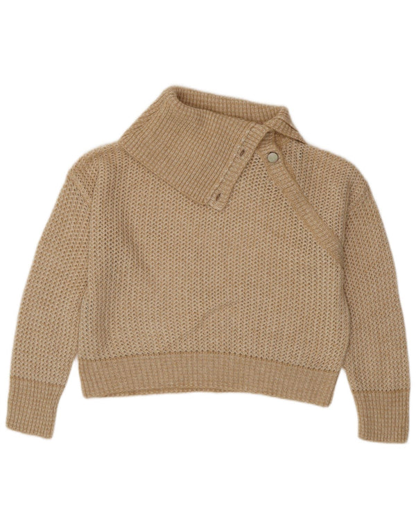 STEFANEL Womens Oversized Button Neck Jumper Sweater UK 16 Large Beige