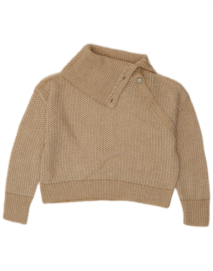 STEFANEL Womens Oversized Button Neck Jumper Sweater UK 16 Large Beige