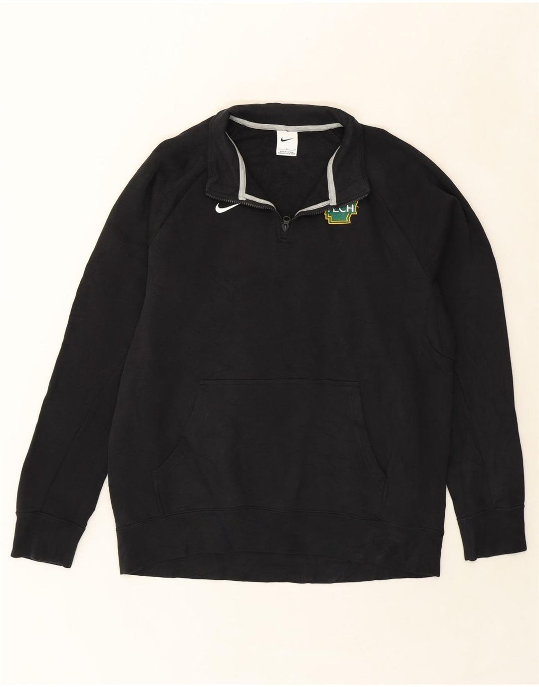 NIKE Mens Zip Neck Sweatshirt Jumper Large Black Cotton Vintage Nike and Second-Hand Nike from Messina Hembry 