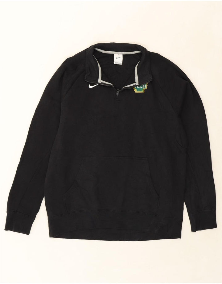 NIKE Mens Zip Neck Sweatshirt Jumper Large Black Cotton Vintage Nike and Second-Hand Nike from Messina Hembry 