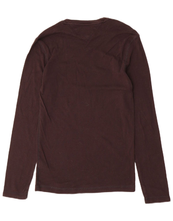 Tommy Hilfiger Womens Top Long Sleeve UK 12 Medium Brown Cotton
