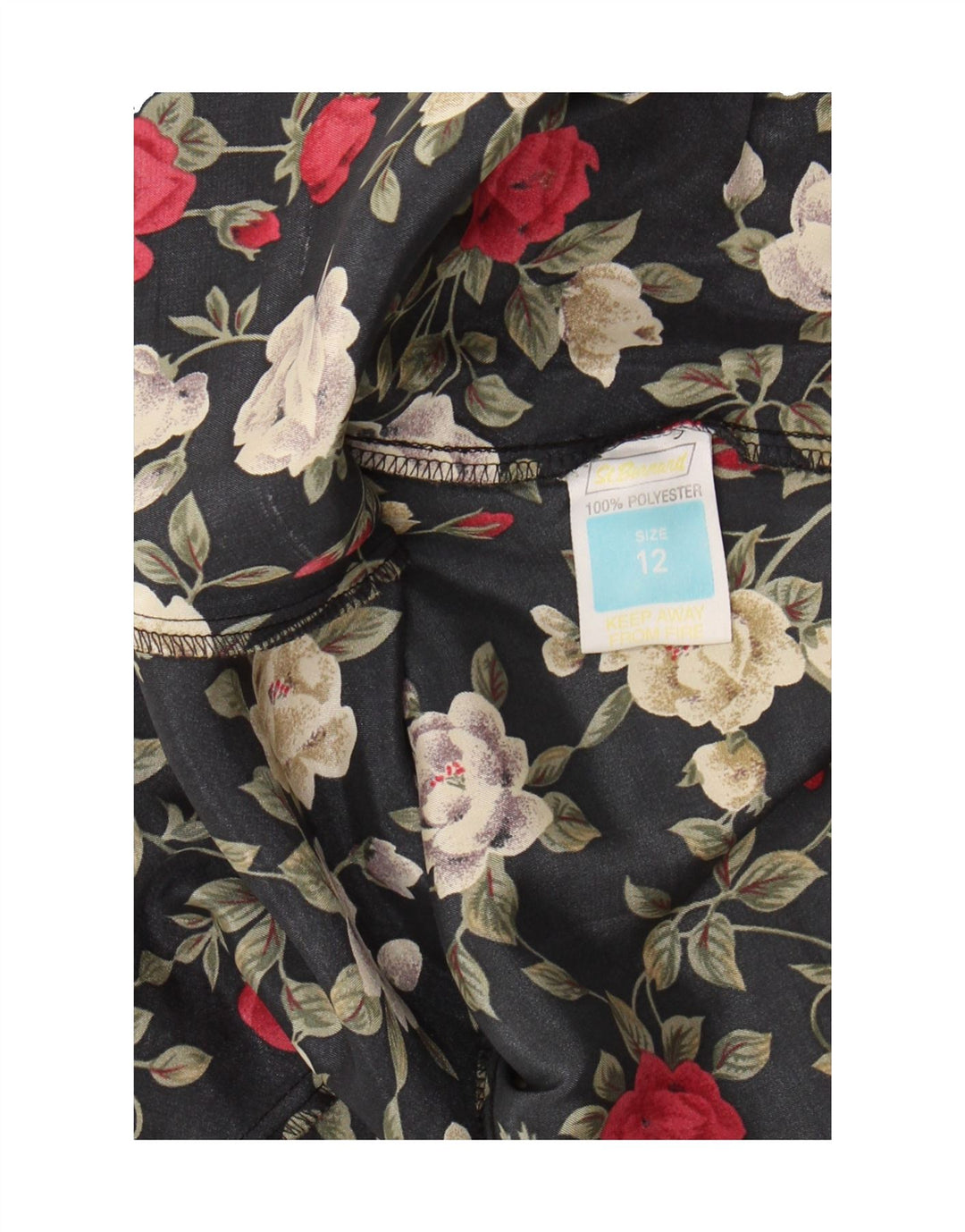 ST. BERNARD Womens Slip Dress UK 12 Medium Black Floral Polyester Vintage St. Bernard and Second-Hand St. Bernard from Messina Hembry 