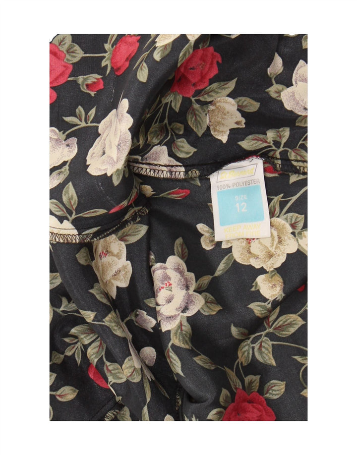 ST. BERNARD Womens Slip Dress UK 12 Medium Black Floral Polyester Vintage St. Bernard and Second-Hand St. Bernard from Messina Hembry 