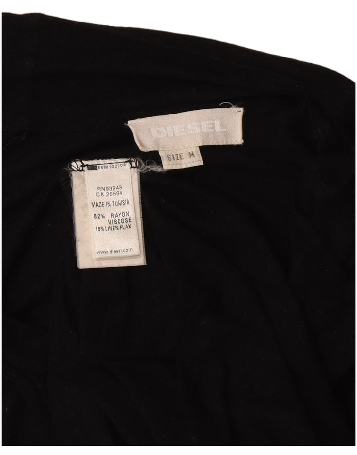 Diesel Womens Longline Cardigan Sweater UK 12 Medium Black Rayon