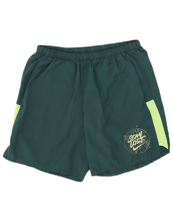 Nike Mens Dri Fit Graphic Sport Shorts Large Green Colourblock Polyester