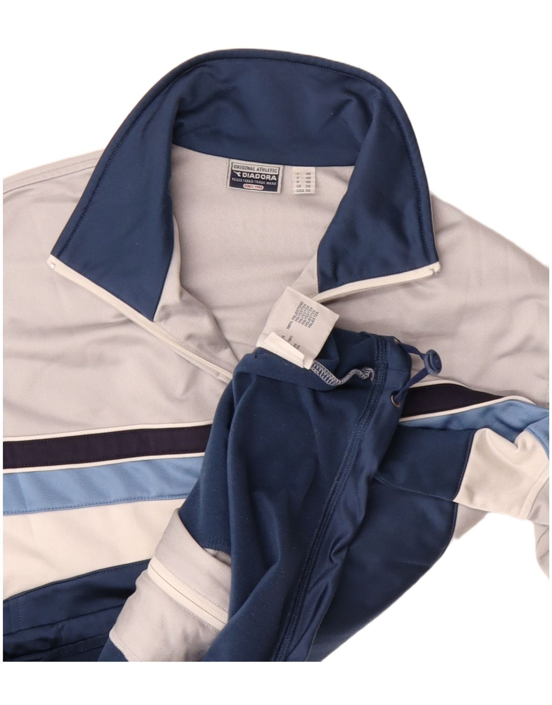 Diadora Mens Tracksuit Top Jacket UK 36 Small Off White Polyester