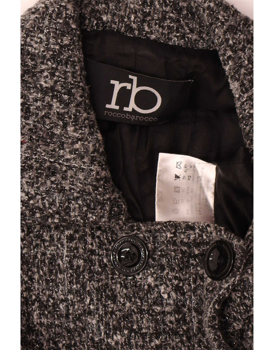 Roccobarocco Womens Pea Coat IT 48 XL Grey Flecked Polyester