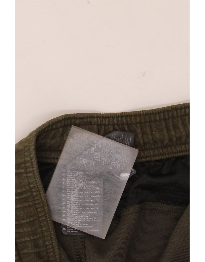 ADIDAS Mens Tracksuit Trousers Joggers 2XL  Khaki Colourblock Polyester