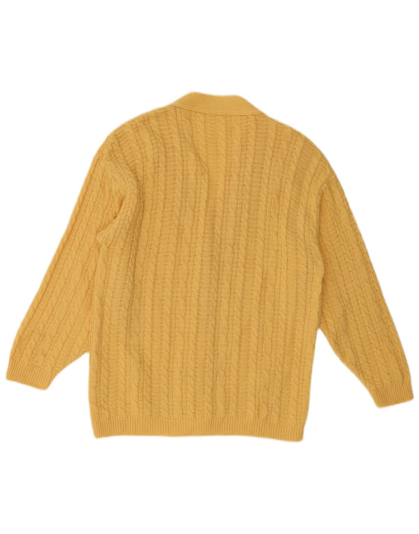 VINTAGE Womens Cardigan Sweater UK 16 Large Yellow Wool