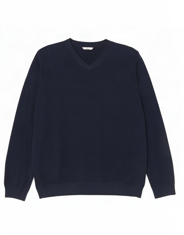 Marks & Spencer Boys V-Neck Jumper Sweater 15-16 Years Navy Blue Cotton