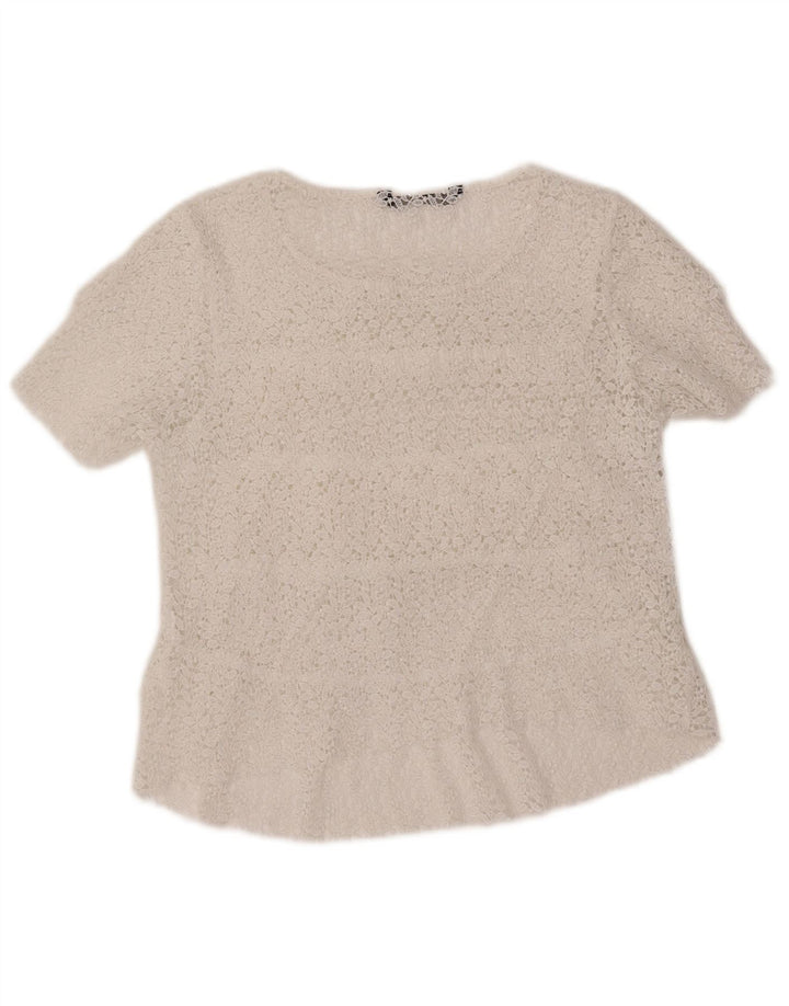 ZARA Womens Crop Blouse Top UK 12 Medium White Floral