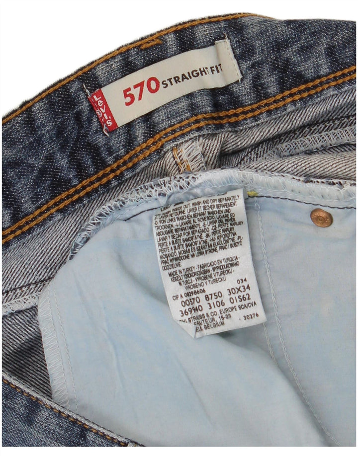LEVI'S Womens 570 Straight Jeans W30 L34 Blue Cotton