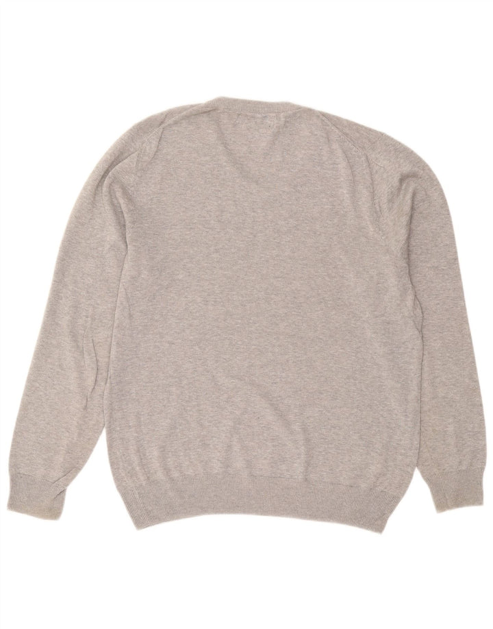 Marks & Spencer Mens V-Neck Jumper Sweater Medium Grey Flecked Cotton
