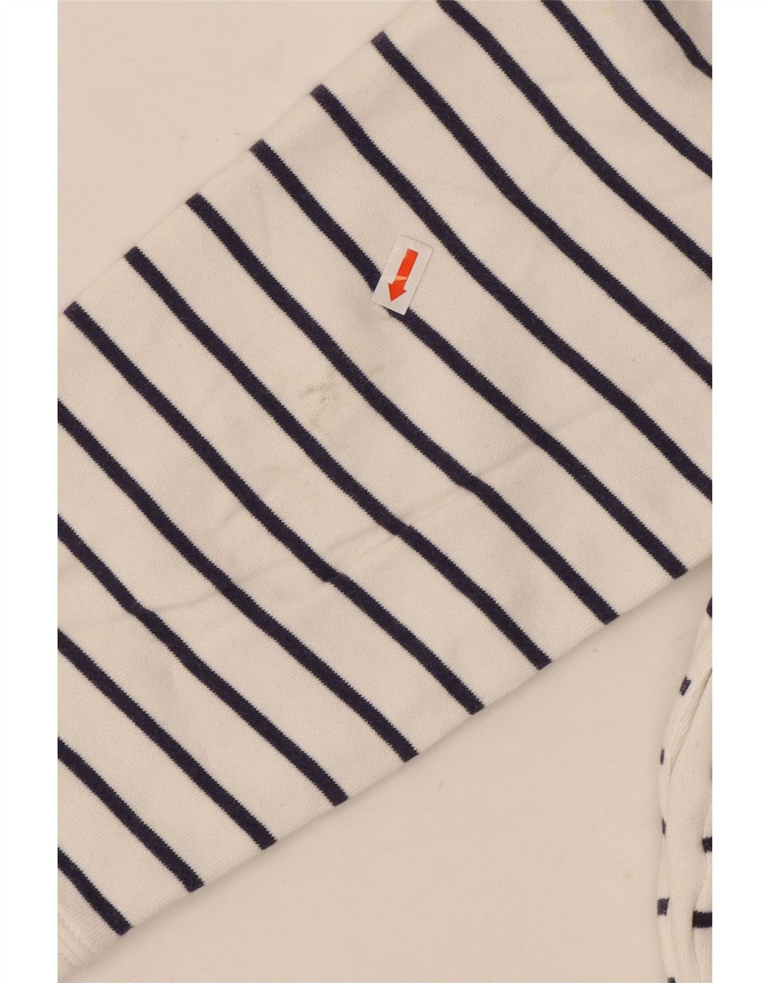 CREW CLOTHING Womens Zip Neck Sweatshirt Jumper UK 14 Large White Striped