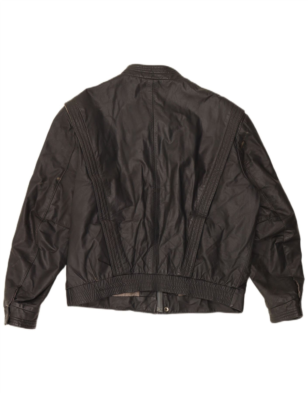 VINTAGE Mens Leather Jacket UK 40 Large Grey Leather