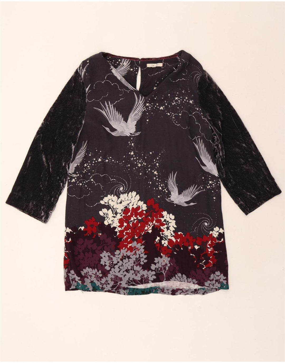 WHITE STUFF Womens 3/4 Sleeve Tunic Top UK 12 Medium  Black Floral Vintage White Stuff and Second-Hand White Stuff from Messina Hembry 