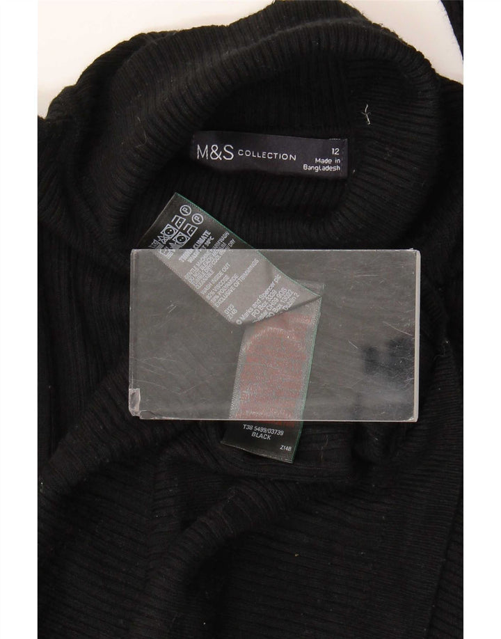 Marks & Spencer Womens Roll Neck Jumper Sweater UK 12 Medium Black Viscose