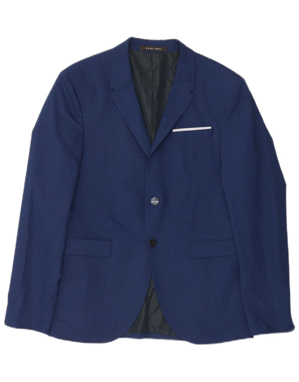 Zara Mens 2 Button Blazer Jacket EU 50 Medium Blue
