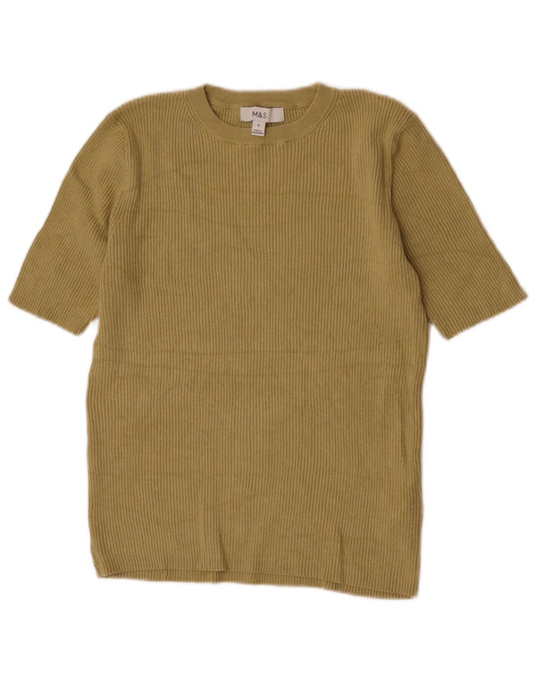Marks & Spencer Womens T-Shirt Top UK 12 Medium Beige Viscose