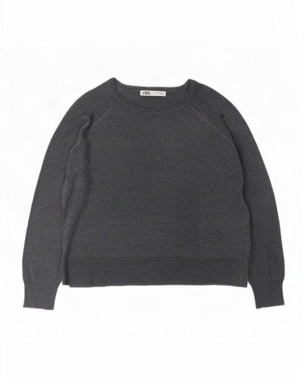 Zara Womens Oversized Blouse Top UK 10 Small Grey Flecked Viscose