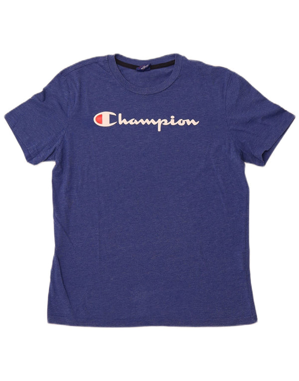 CHAMPION Mens Graphic T-Shirt Top Medium Blue Cotton