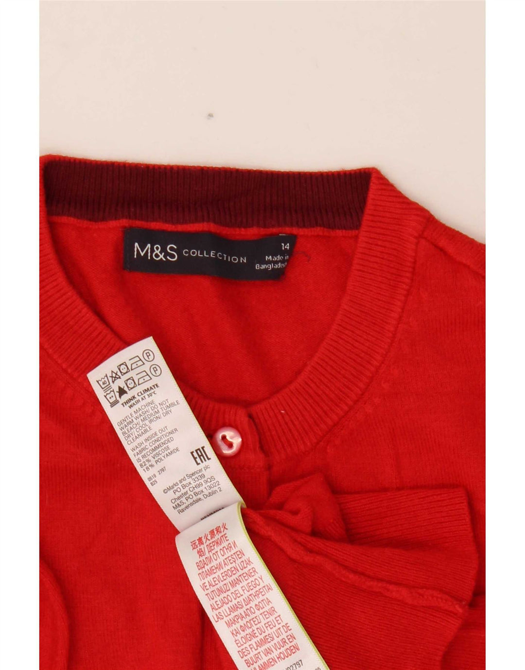 Marks & Spencer Womens Crop Cardigan Sweater UK 14 Medium Red Viscose