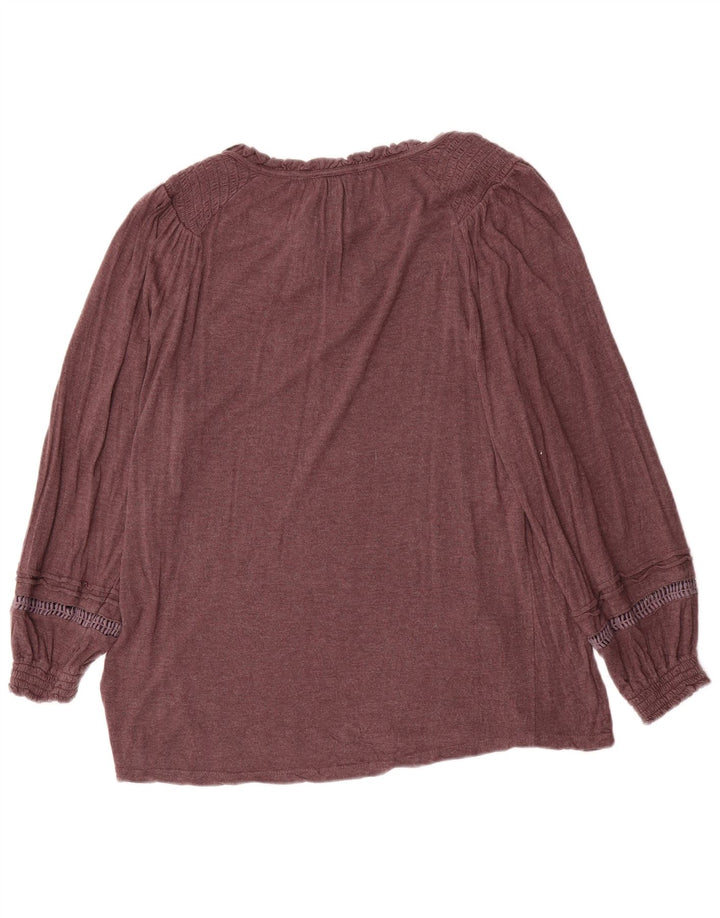 FAT FACE Womens Oversized Long Sleeve Blouse Top UK 10 Small Brown Viscose