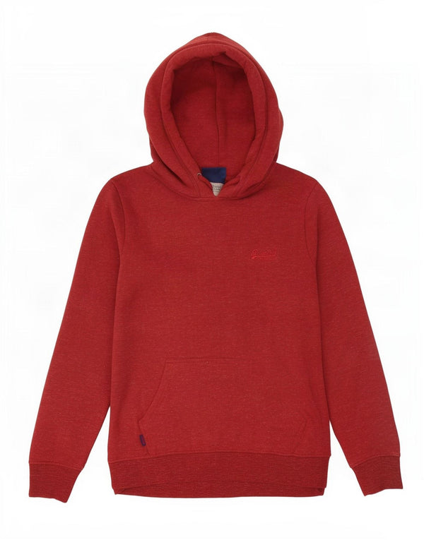 Superdry Womens Hoodie Jumper UK 12 Medium Burgundy Cotton