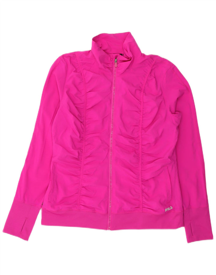 Fila Womens Tracksuit Top Jacket UK 16 Large Pink Polyester