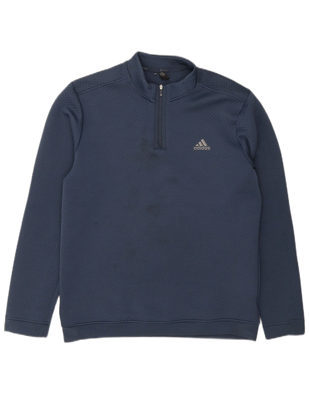 ADIDAS Mens Primegreen Zip Neck Sweatshirt Jumper Medium Navy Blue Check