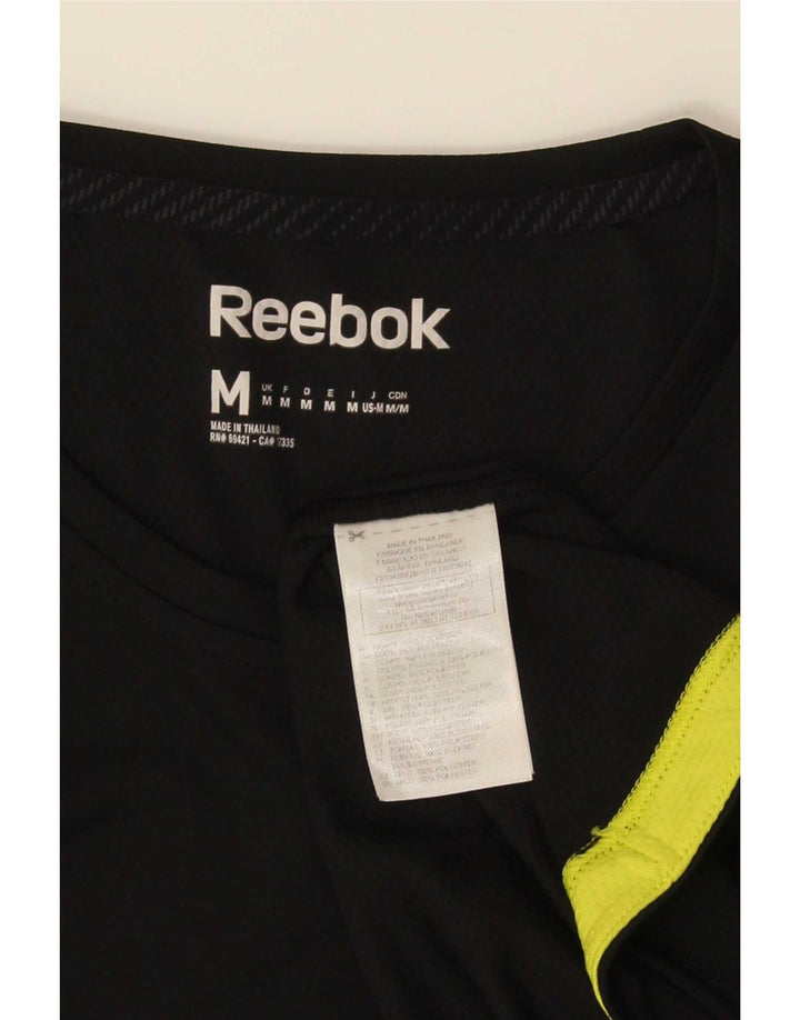 Reebok Mens T-Shirt Top Medium Black Colourblock Polyester