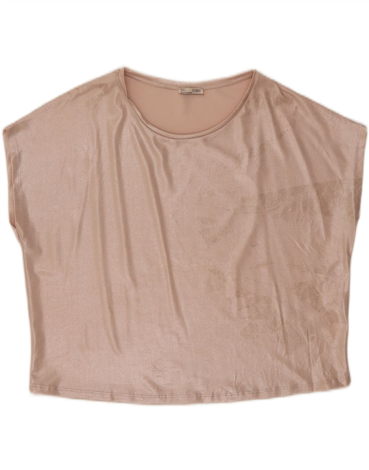 ZARA Womens Oversized Crop Blouse Top UK 14 Medium Beige Polyester Vintage Zara and Second-Hand Zara from Messina Hembry 
