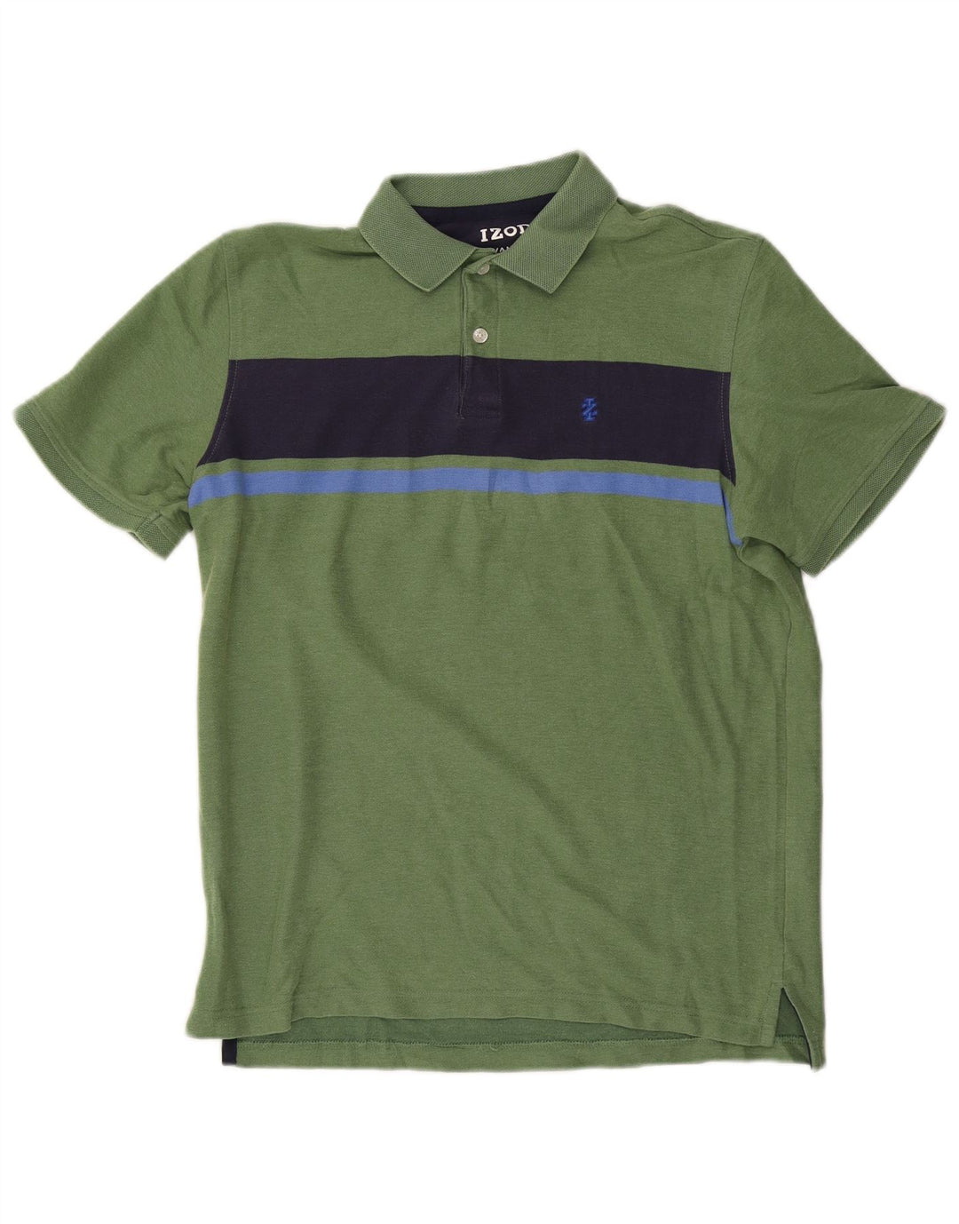 IZOD Mens Polo Shirt Medium Green Colourblock Cotton