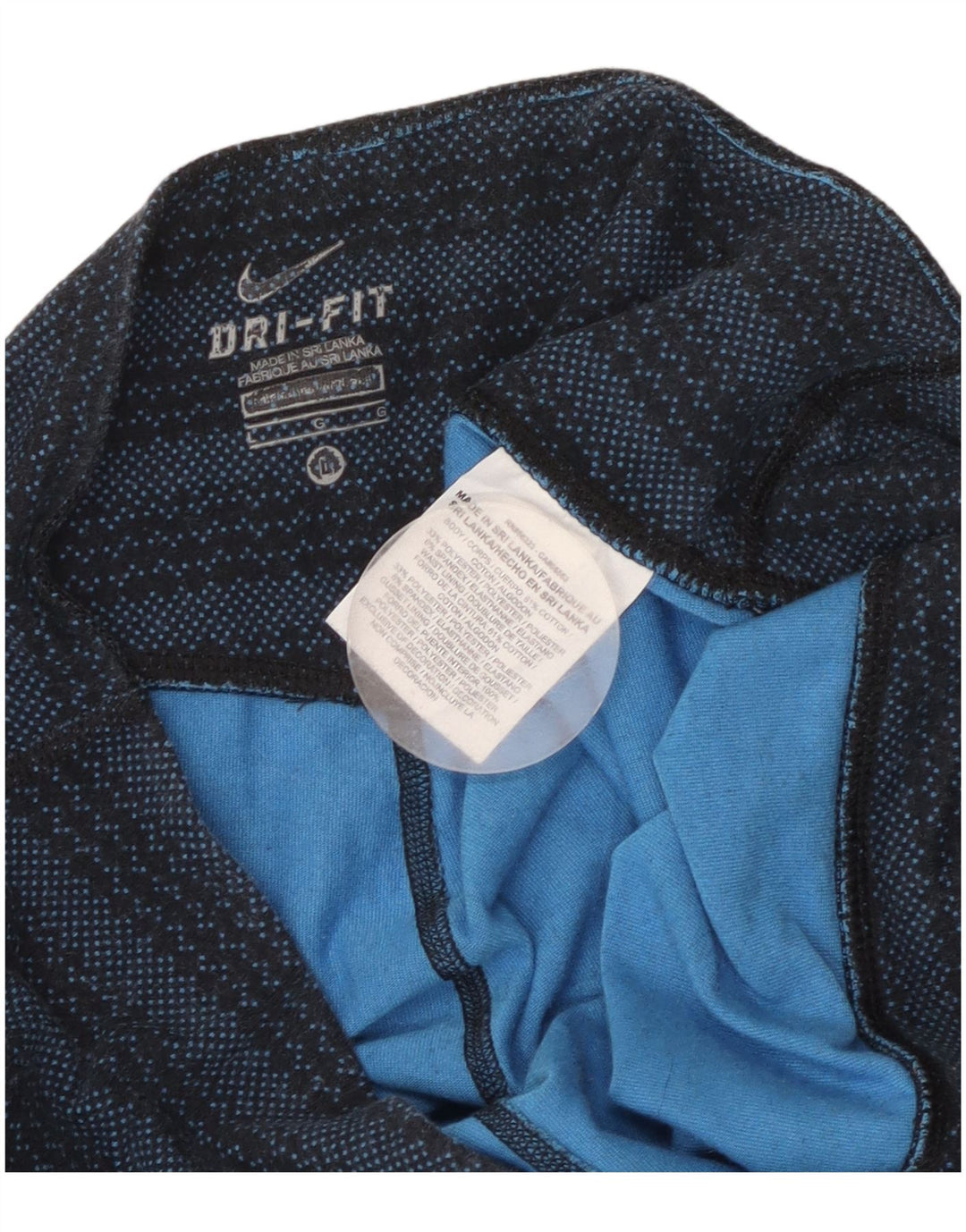 NIKE Womens Dri Fit Capri Leggings UK 14 Large  Navy Blue Striped Cotton