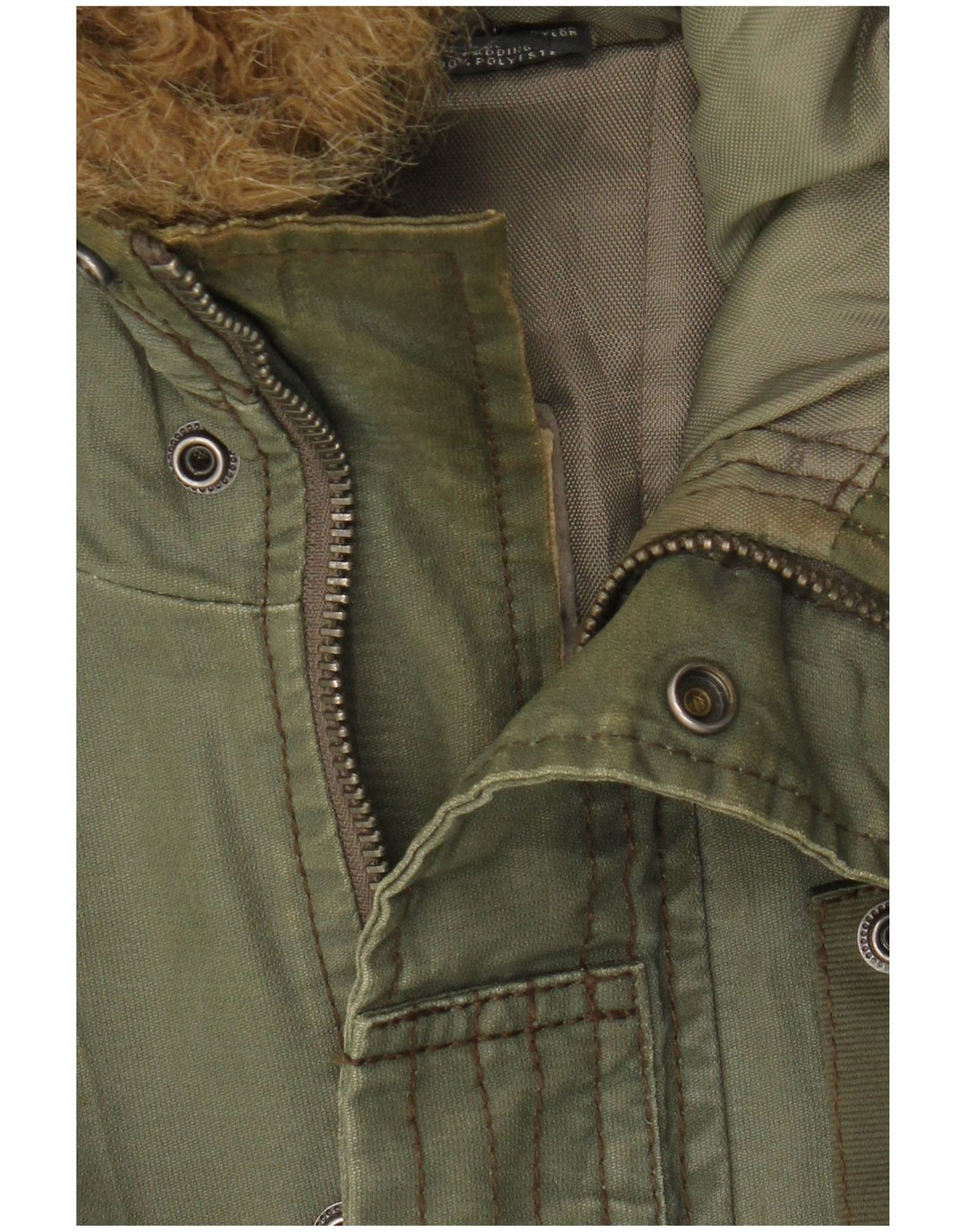 G-Star Mens Hooded Bomber Jacket UK 40 Large Khaki Cotton