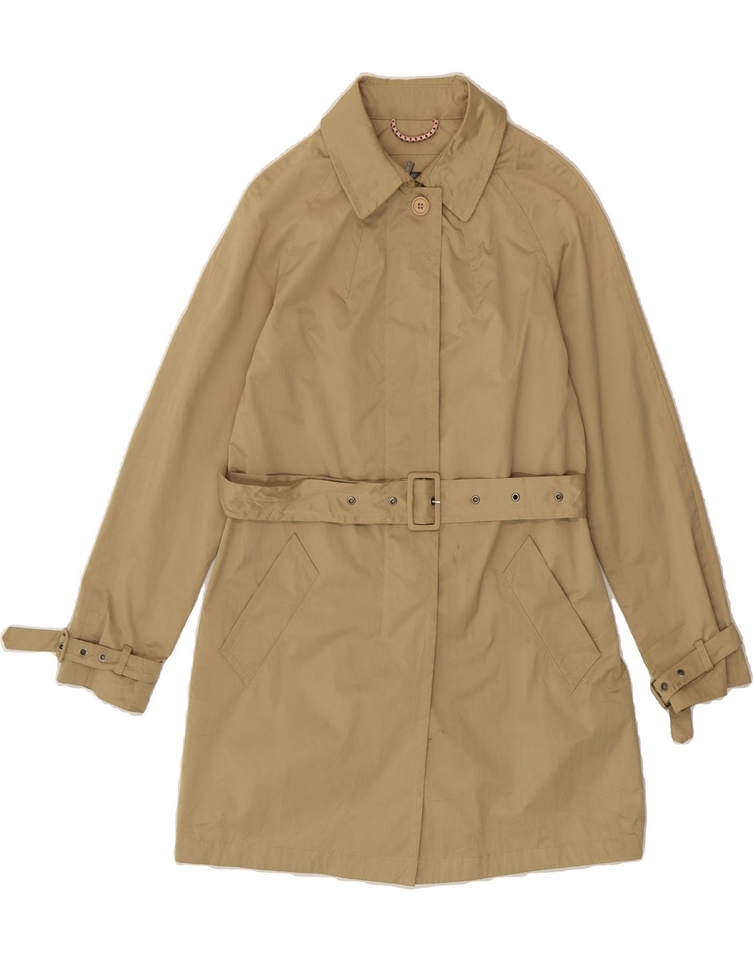 SLAM Womens Overcoat UK 10 Small Beige Polyester Vintage Slam and Second-Hand Slam from Messina Hembry 