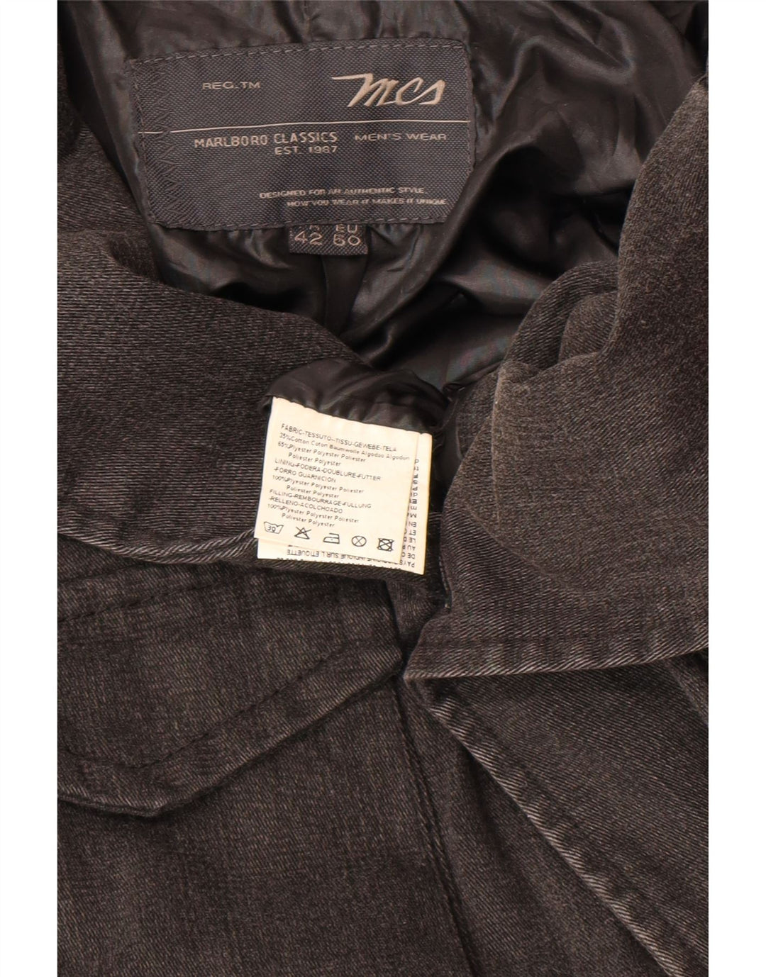 Marlboro Classics Mens Utility Jacket EU 50 Large Black Cotton