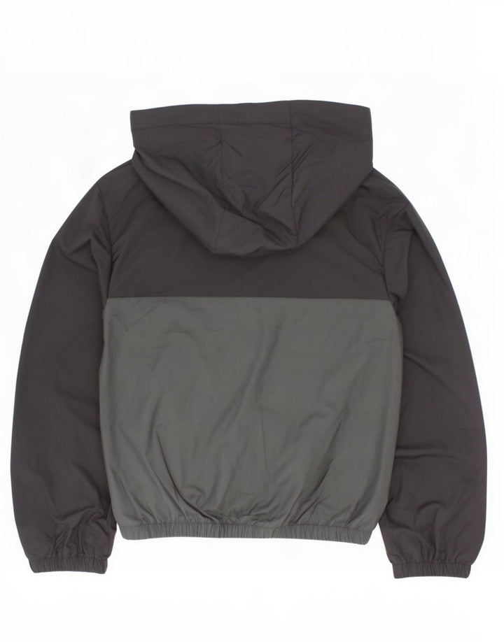 Adidas Boys Hooded Pullover Rain Jacket 7-8 Years Black Colourblock