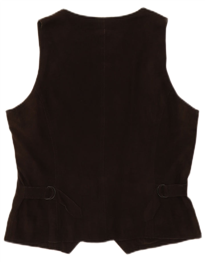 Marc O'Polo Womens Suede Waistcoat EU 38 Medium Brown Leather