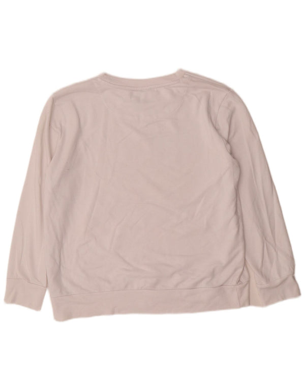 Dkny Womens Graphic Sweatshirt Jumper UK 14 Medium White Cotton